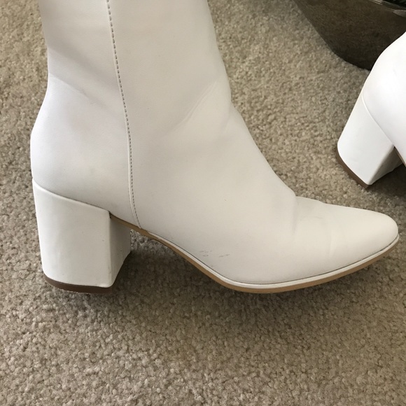 white ankle boots block heel